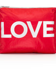 Travel Pack - Makeup Pouch - Medium Pack - Chili Pepper Red with Metallic Silver "LOVE"
