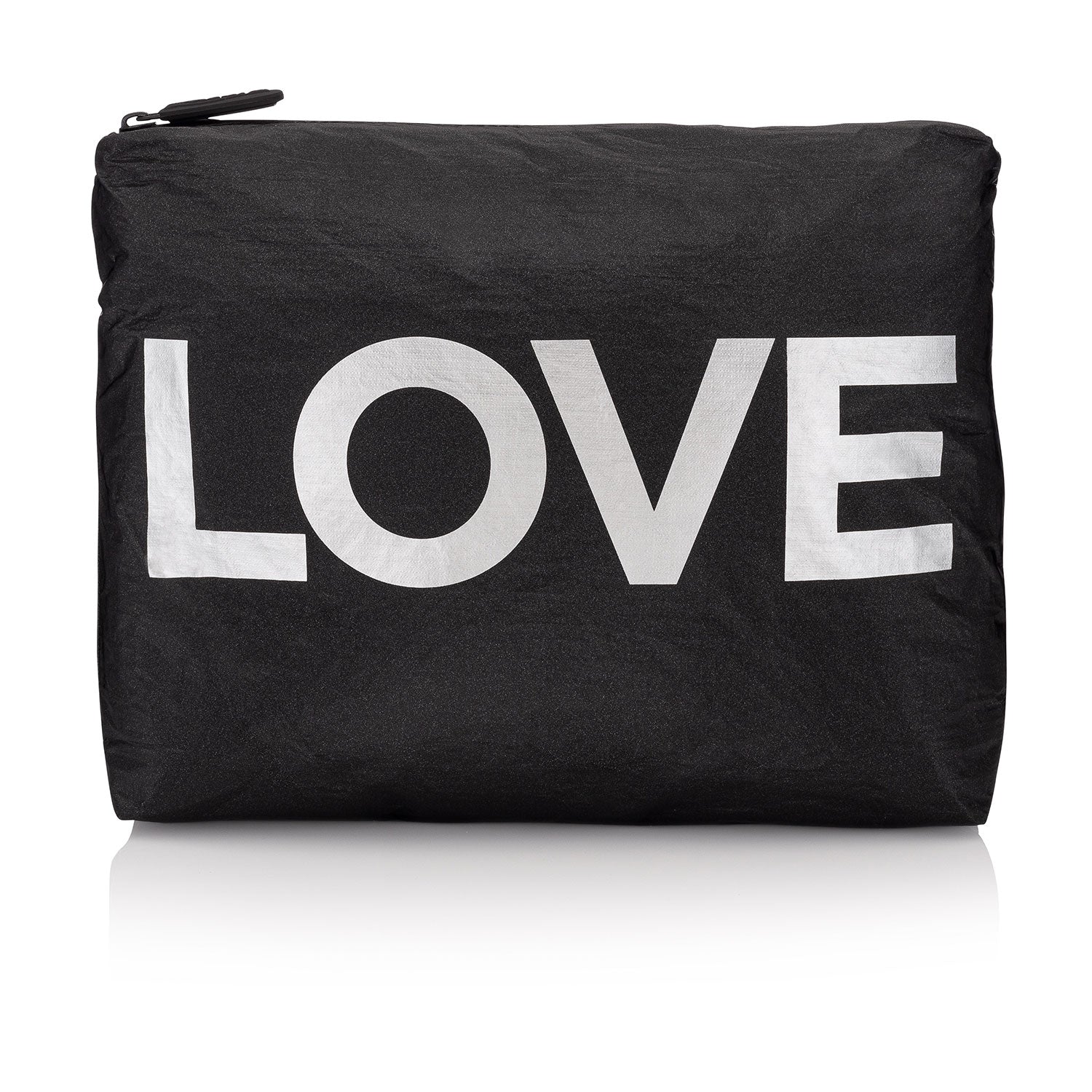 Travel Pack - Beach Bag - Medium Pack - Black with Metallic Silver "LOVE"