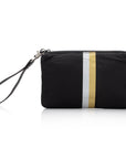 Cute Travel Clutch - Mini Padded Pack - Hi Love Black with Metallic Silver and Gold Stripes