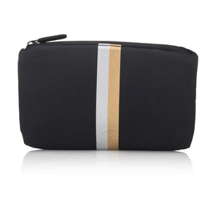 Cute Travel Clutch - Mini Padded Pack - Hi Love Black with Metallic Silver and Gold Stripes