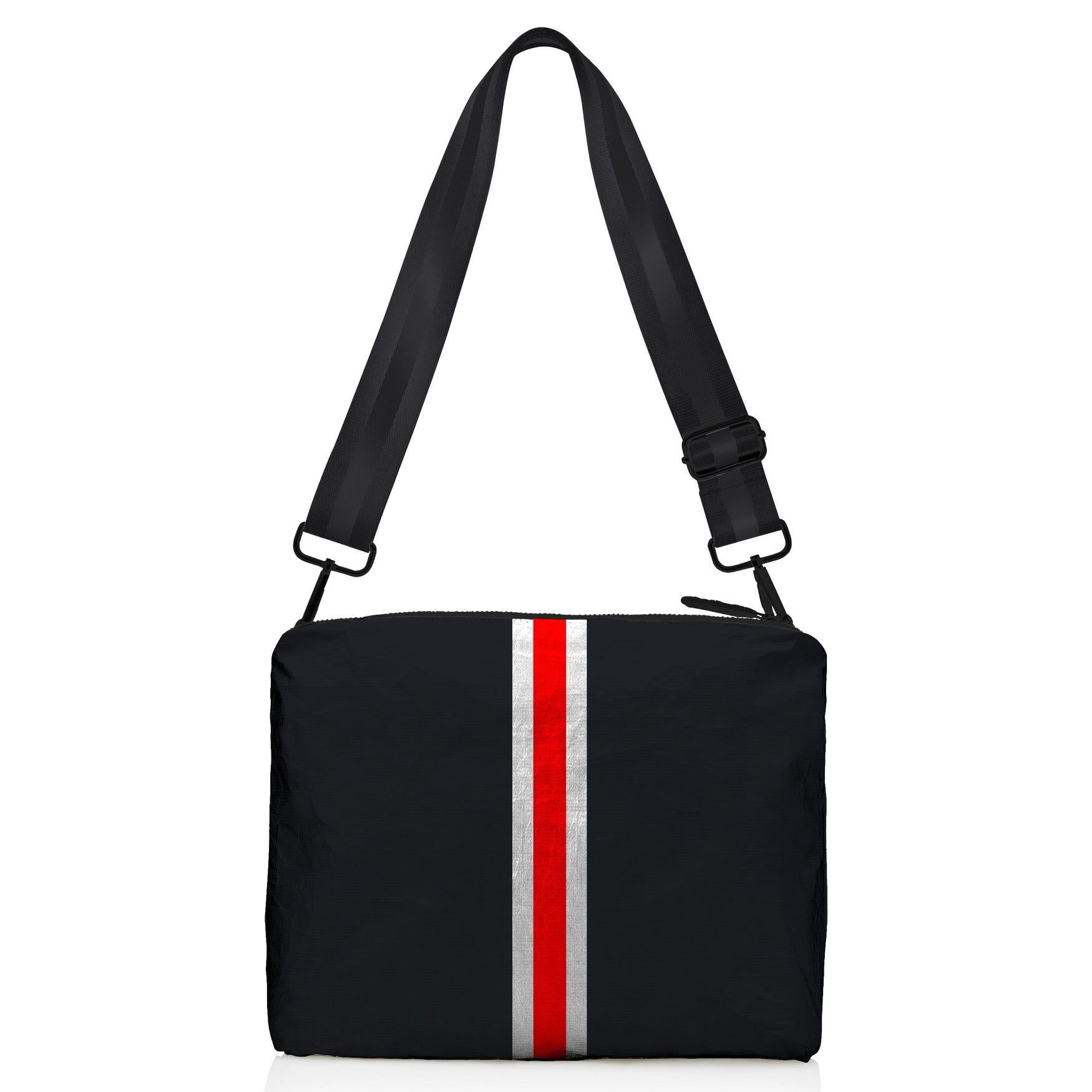 revidere Modtager brud Crossbody/Messenger Purse/Handbag in Black - Red & White Stripes