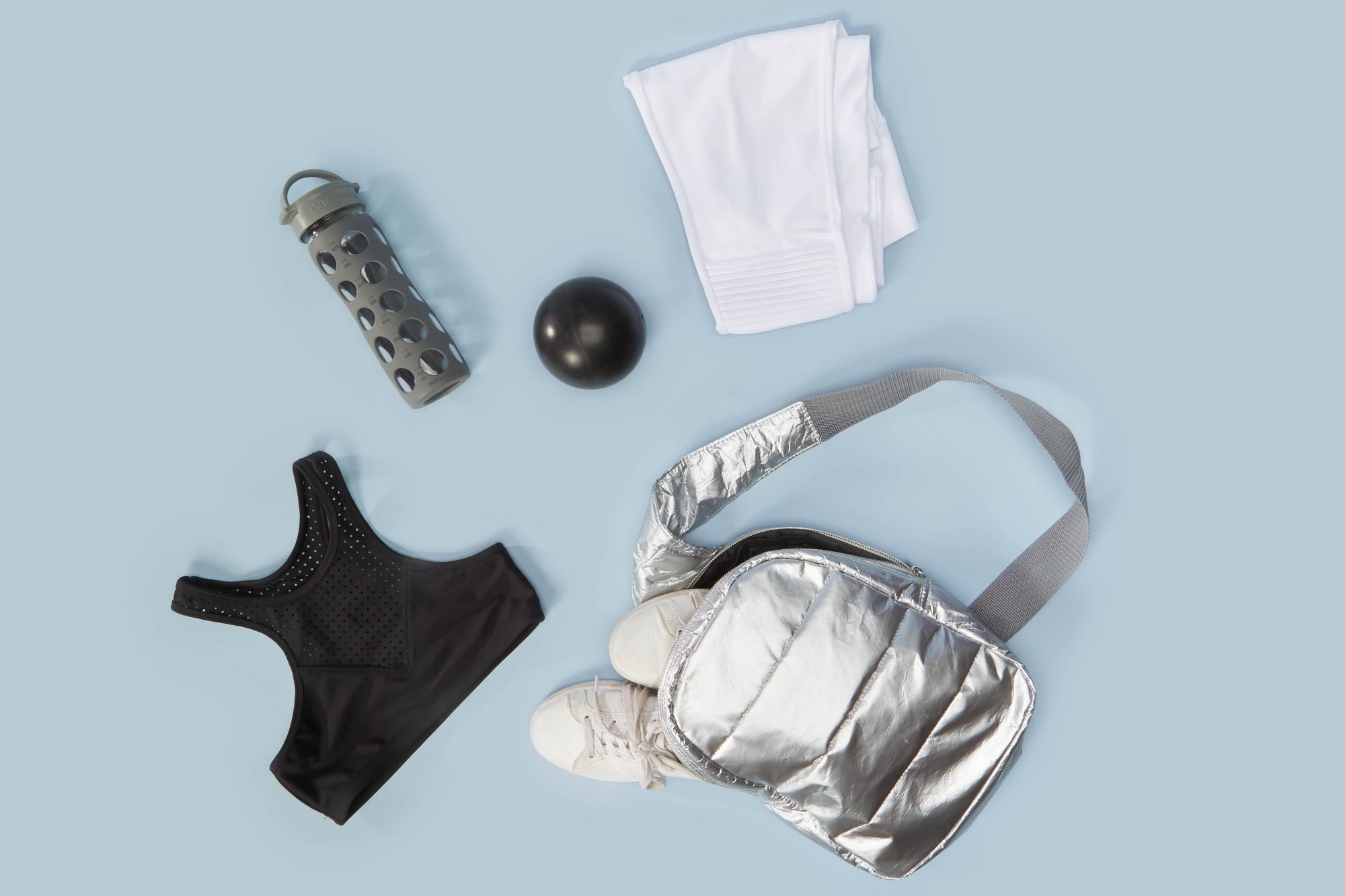 Travel Backpack - Gym Bag - Crossbody Fashion - Puffer Crossbody Backpack - Metallic Silver Bag