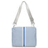 Crossbody purse in denim blue with white and blue stripes
