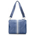 Crossbody purse in shimmer navy with white stripes