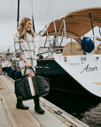 Duffel Bag in Black with Silver and Gold Stripes