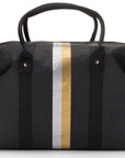 Duffel Bag in Black with Silver and Gold Stripes