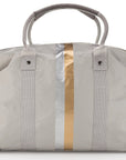 Duffel Bag in Earth Gray with Silver and Gold Stripes