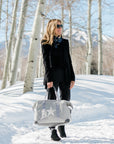 Duffel Bag Gray Star carried by Woman 