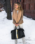 Duffel Bag in Black with Silver and Gold Stripes