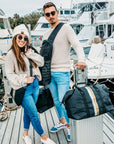 Duffel Bag in Black with Silver and Gold Stripes