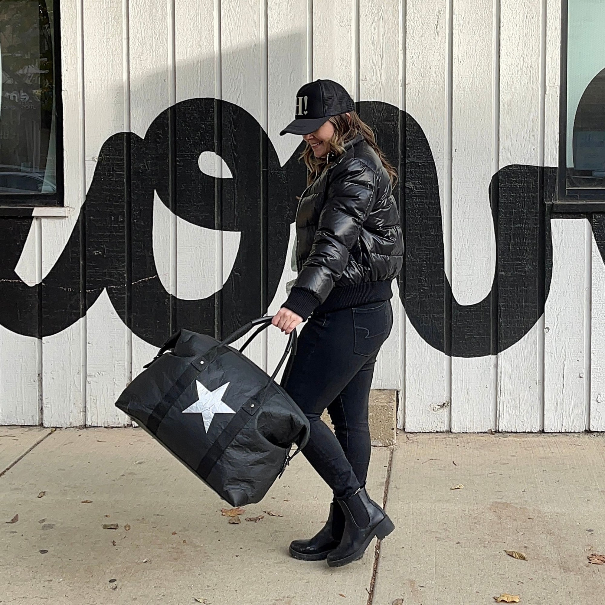 Duffel Bag in Black with Silver Star