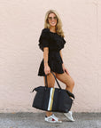 Duffel Bag in Black with Silver and Gold Stripes