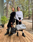 Duffel Bag in Black with Silver and Gold Stripes
