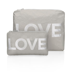 Set of Two - Organizational Packs - Earth Gray with Silver "LOVE"