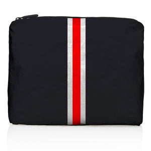 Medium Zipper Pack in Black with Red & White Stripes