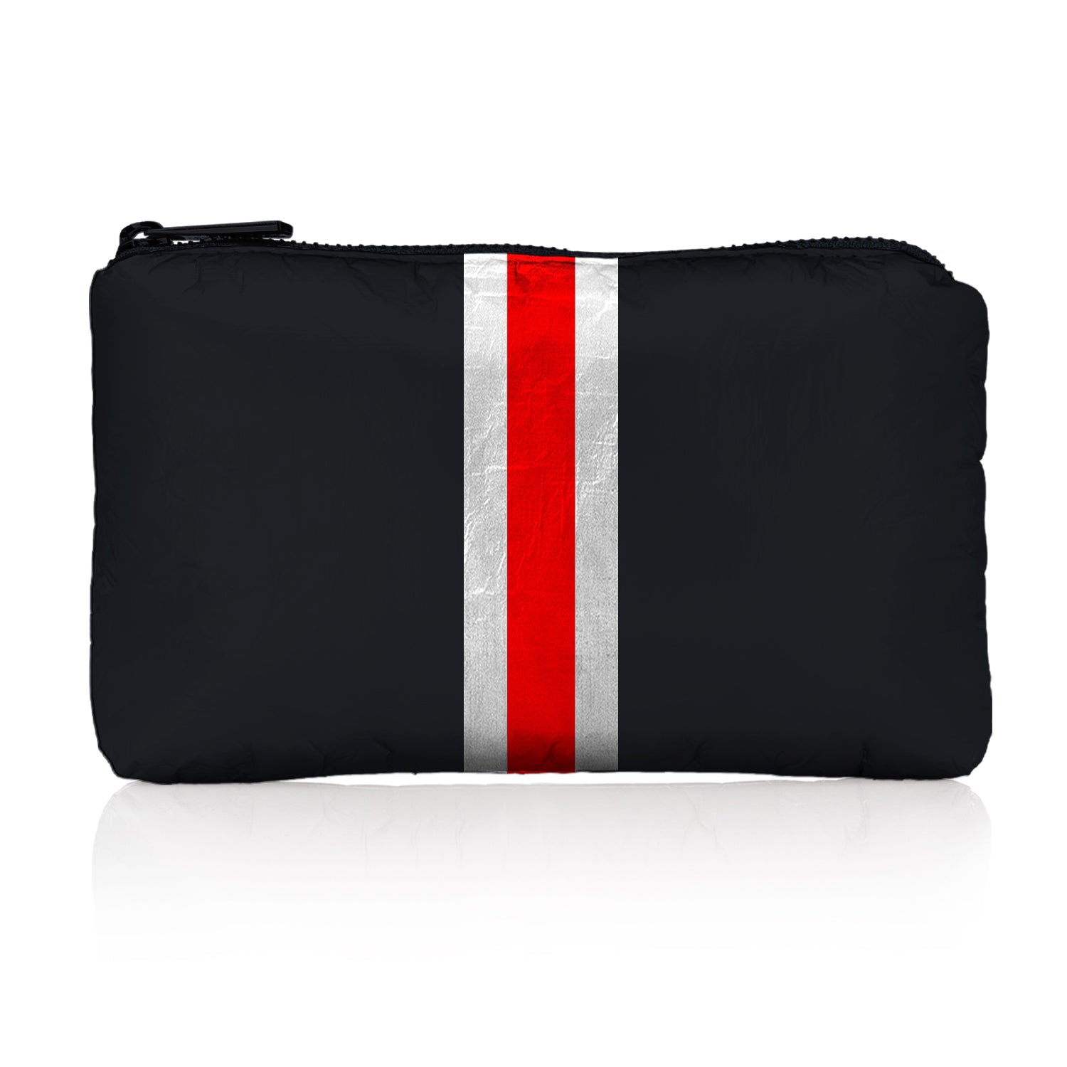 Mini Zipper Pack in Black with Red & White Stripes