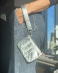 Emergency pouch in silver with "H!" logo