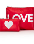 Pouch Set in Chili Pepper Red with Silver "LOVE" & Heart