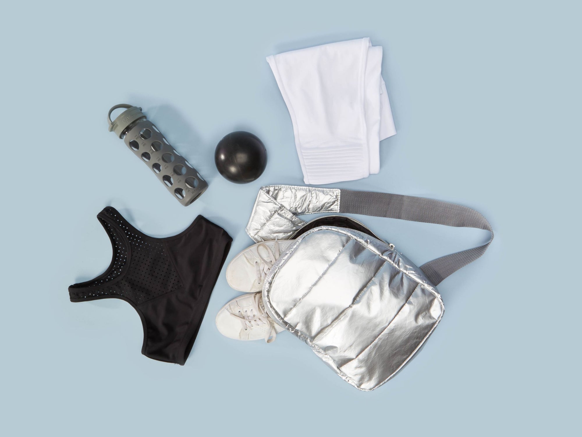 Silver Crossbody Puffer Backpack