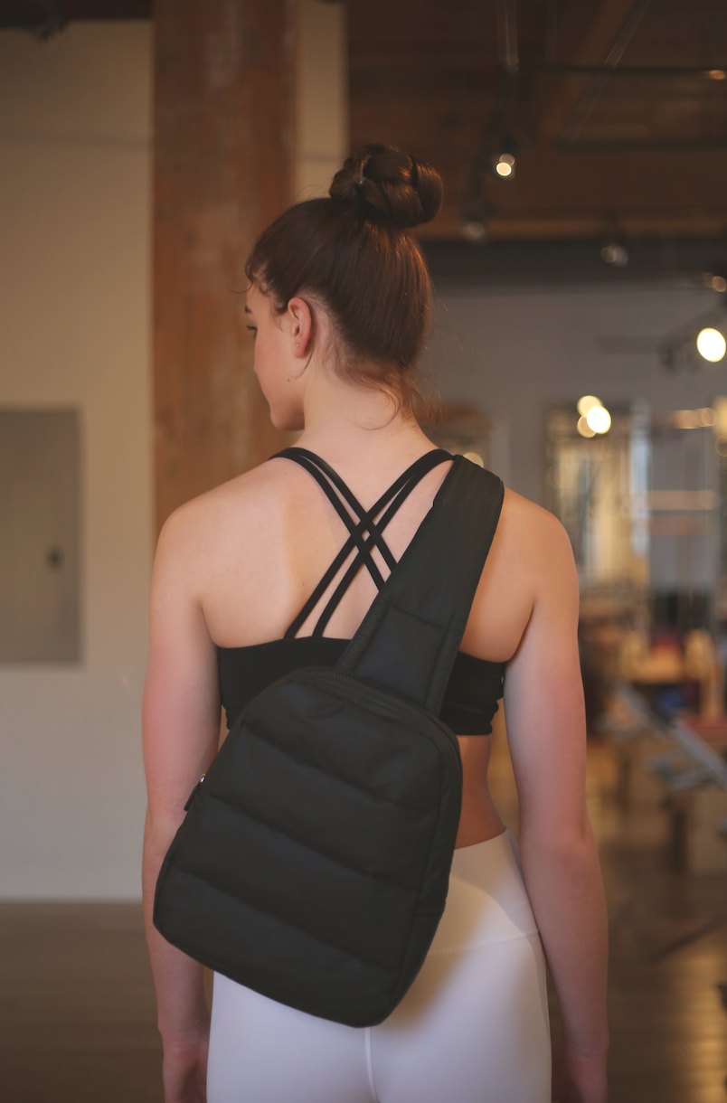 Crossbody Fashion - Gym Bag - Travel Backpack - Puffer Crossbody Backpack - Black