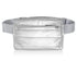 Puffer Crossbody Fanny Pack Belt Bag in Silver with Gray Strap on White Background