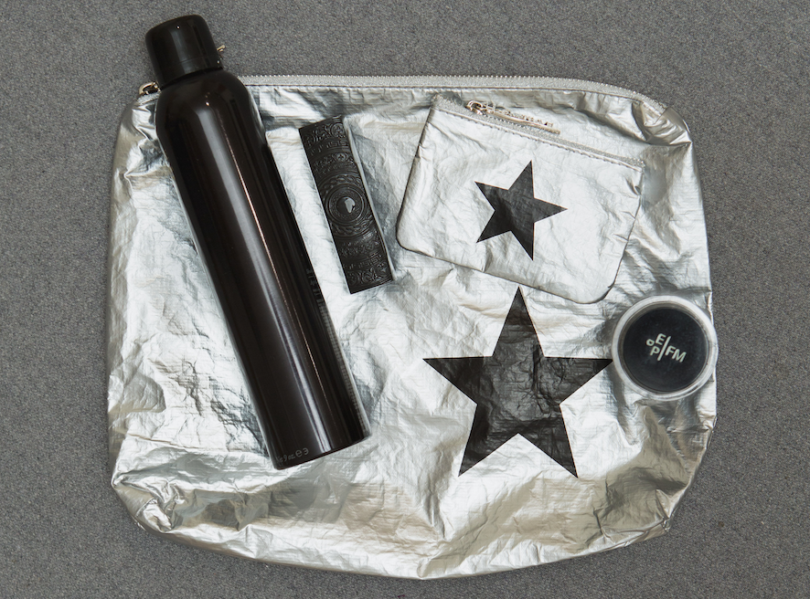 Hi Love Three Piece Cute Travel Bag Set - Metallic Silver with a Black Star