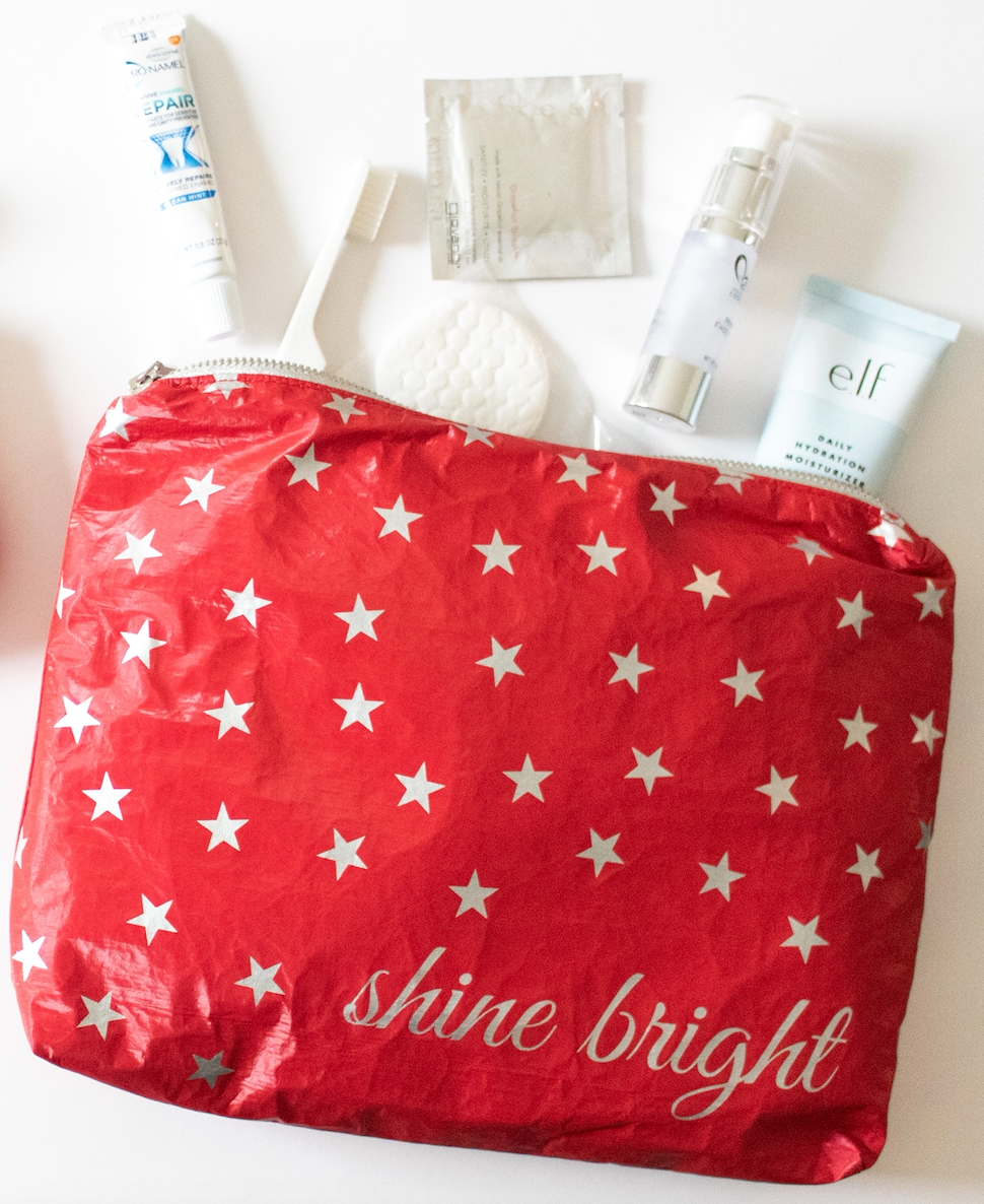Makeup Pouch - Travel Pack - Medium Pack - Chili Pepper Red with Metallic Silver "Shine Bright" - Metallic Silver Stars