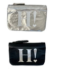 Two compact gift card holders, one silver with the Hi Love logo, and one black with the Hi Love logo, against a white background.