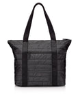 Puffer Tote Bag with Zipper Pockets in Shimmer Black