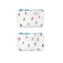 Gift Card size pouch set of two in dancing skier pattern with blue zipper