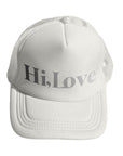 White Baseball Hats with Silver "hi, love"