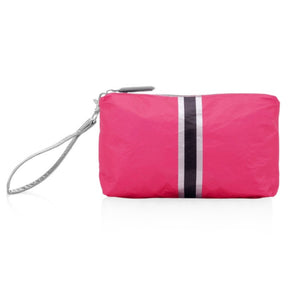 Zip Wristlet in Paradise Pink with Silver and Black Stripes