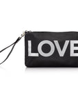 Zip Wristlet in Black with Silver "LOVE"