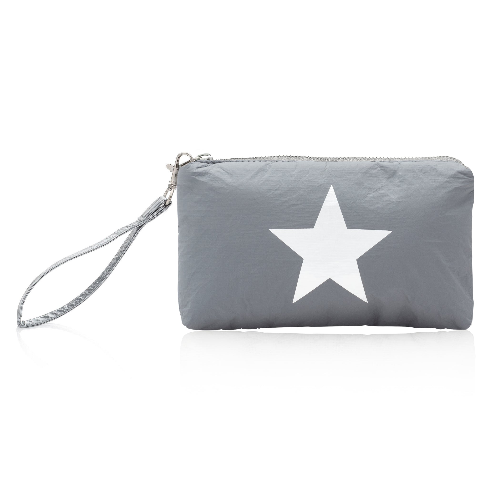 Zip Wristlet in Cool Gray with Silver Star