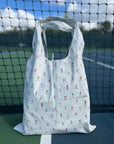 carryall tennis tote bag with tennis player fabric