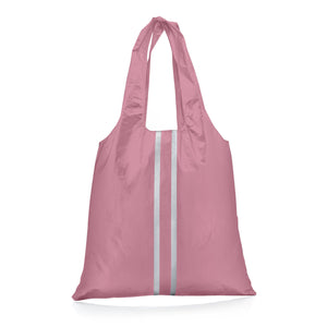 Large carryall tote bag in fairy pink with silver stripes