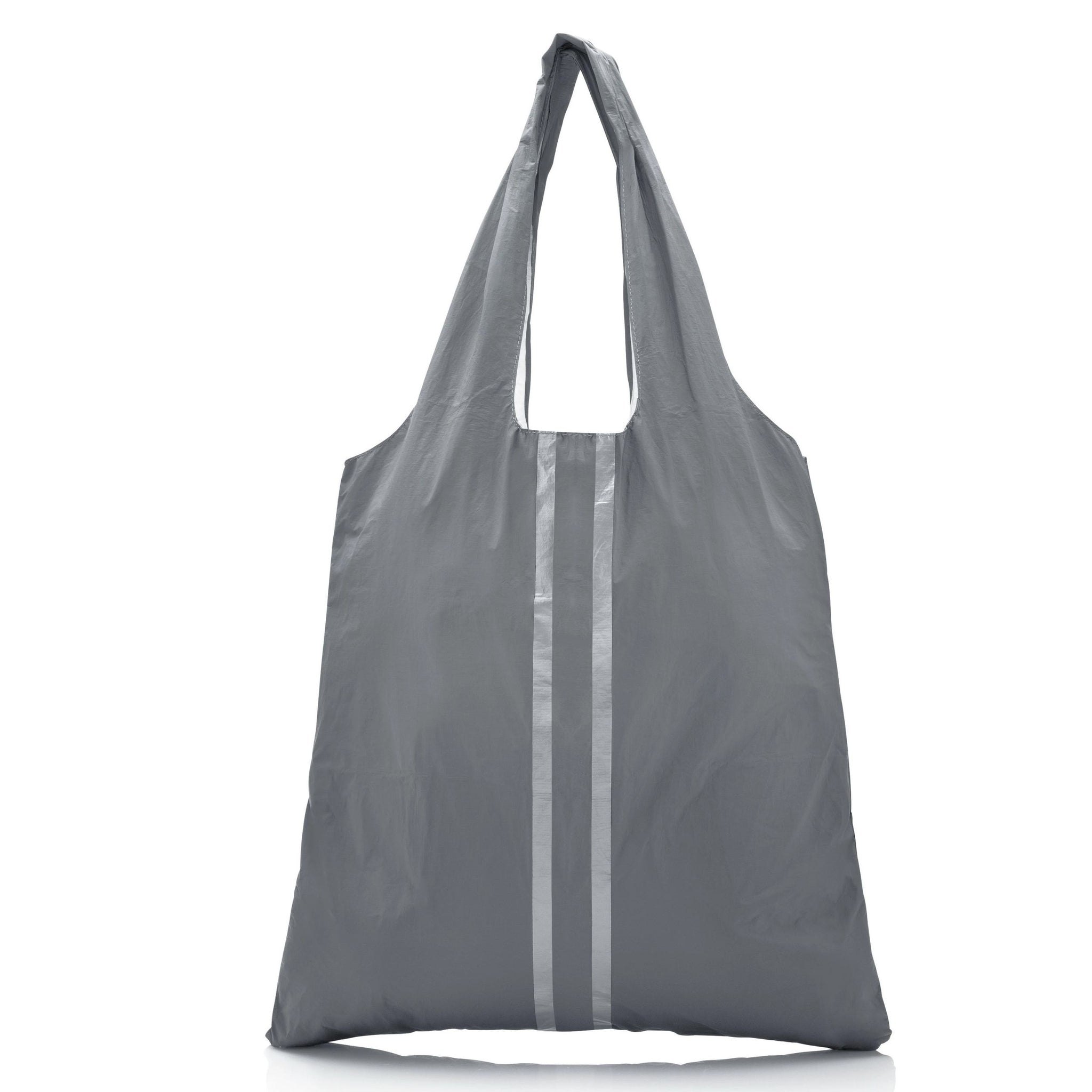 Carryall Tote Bag with Pocket in Cool Gray with Silver Stripes