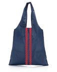 tote bag in navy with red stripes
