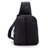 Black crossbody backpack with a single shoulder strap and an outside front zipper pocket.