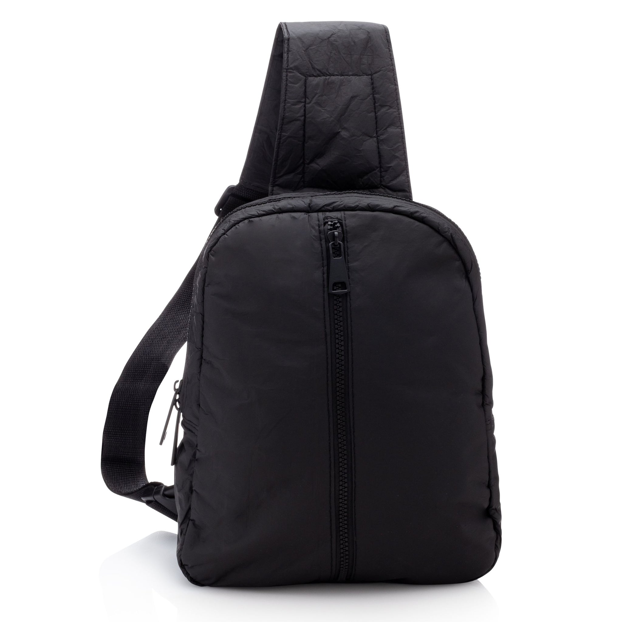 Crossbody Backpack in Black with Outside Front Zipper Pocket