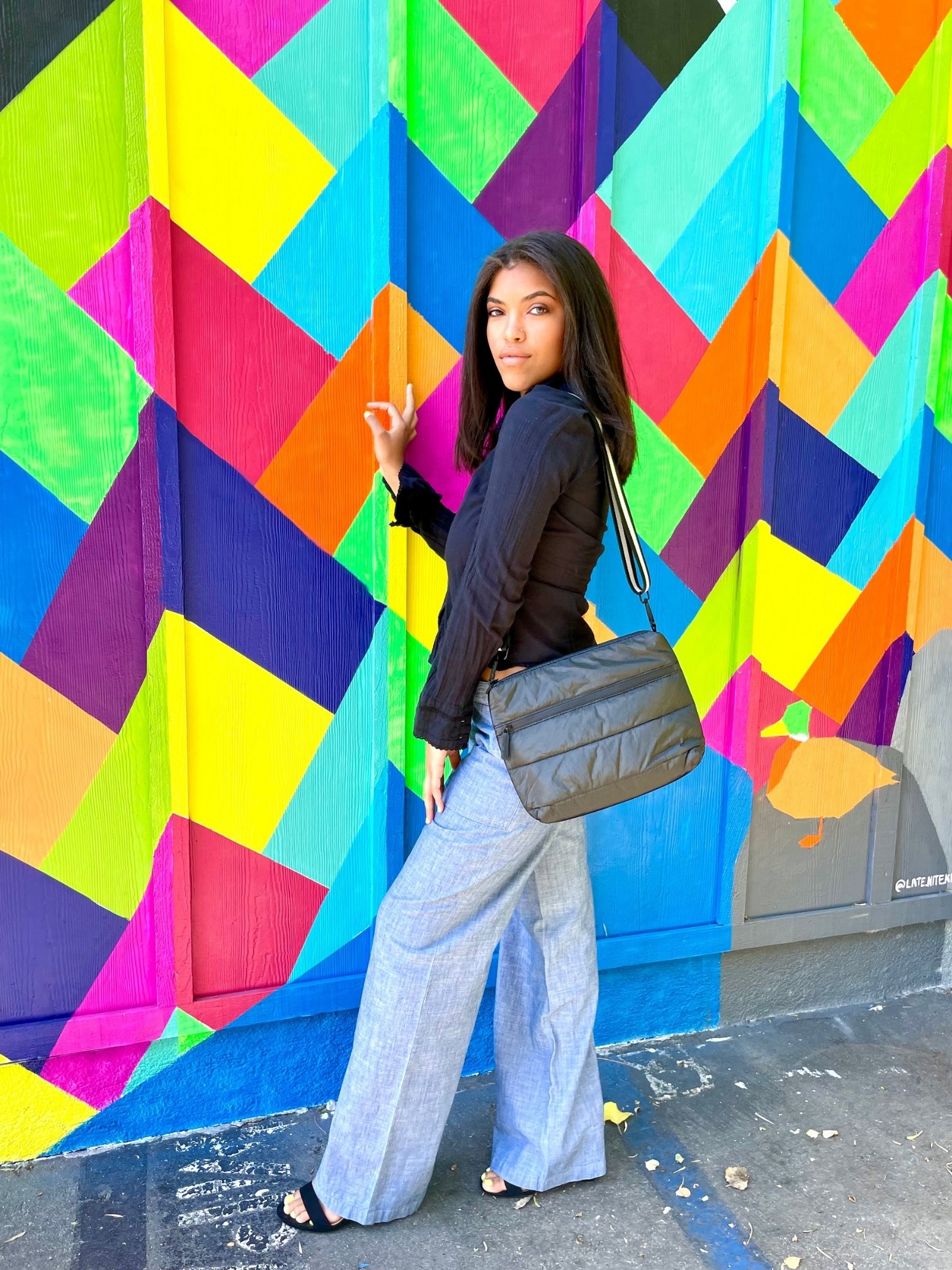 crossbody bag in shimmer black