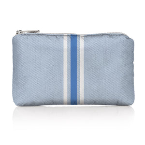 Mini Zipper Pack in Denim with White & Blue Stripes