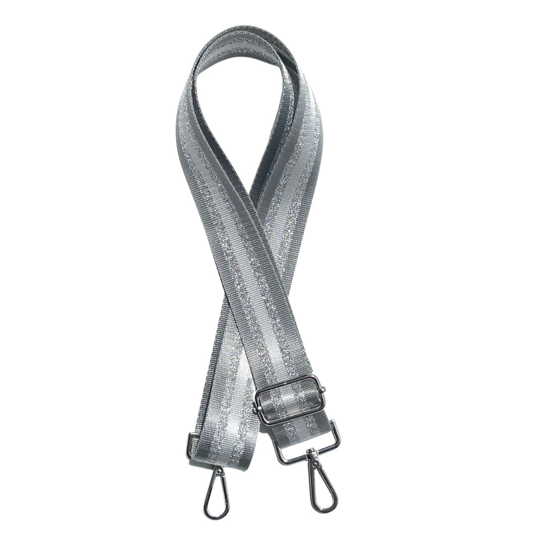 Detachable Crossbody Purse Strap - Gray with White & Silver Stripe