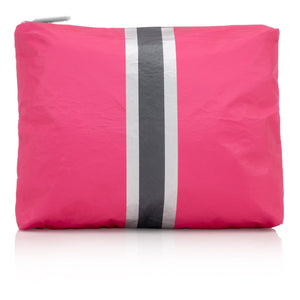 Medium Zipper Pack in Paradise Pink with Black and Silver Stripes