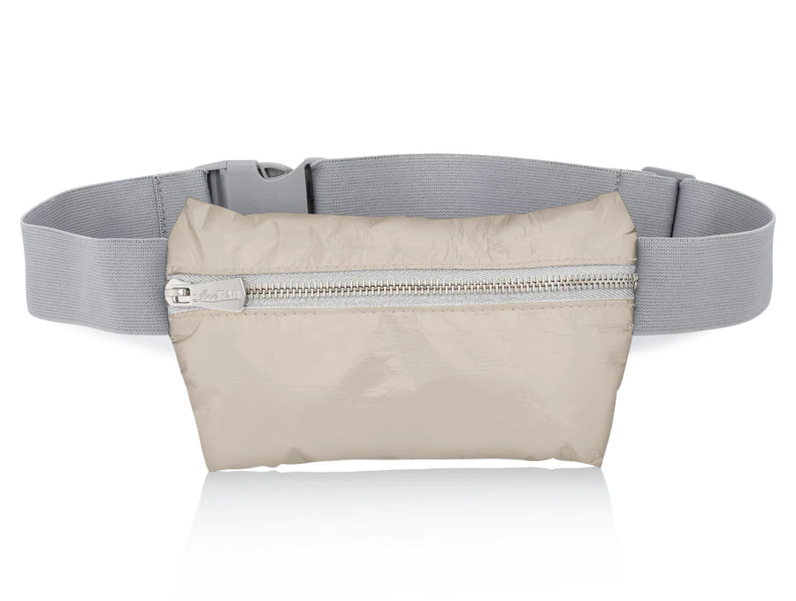 Lay Flat Fanny Pack in Shimmer Beige