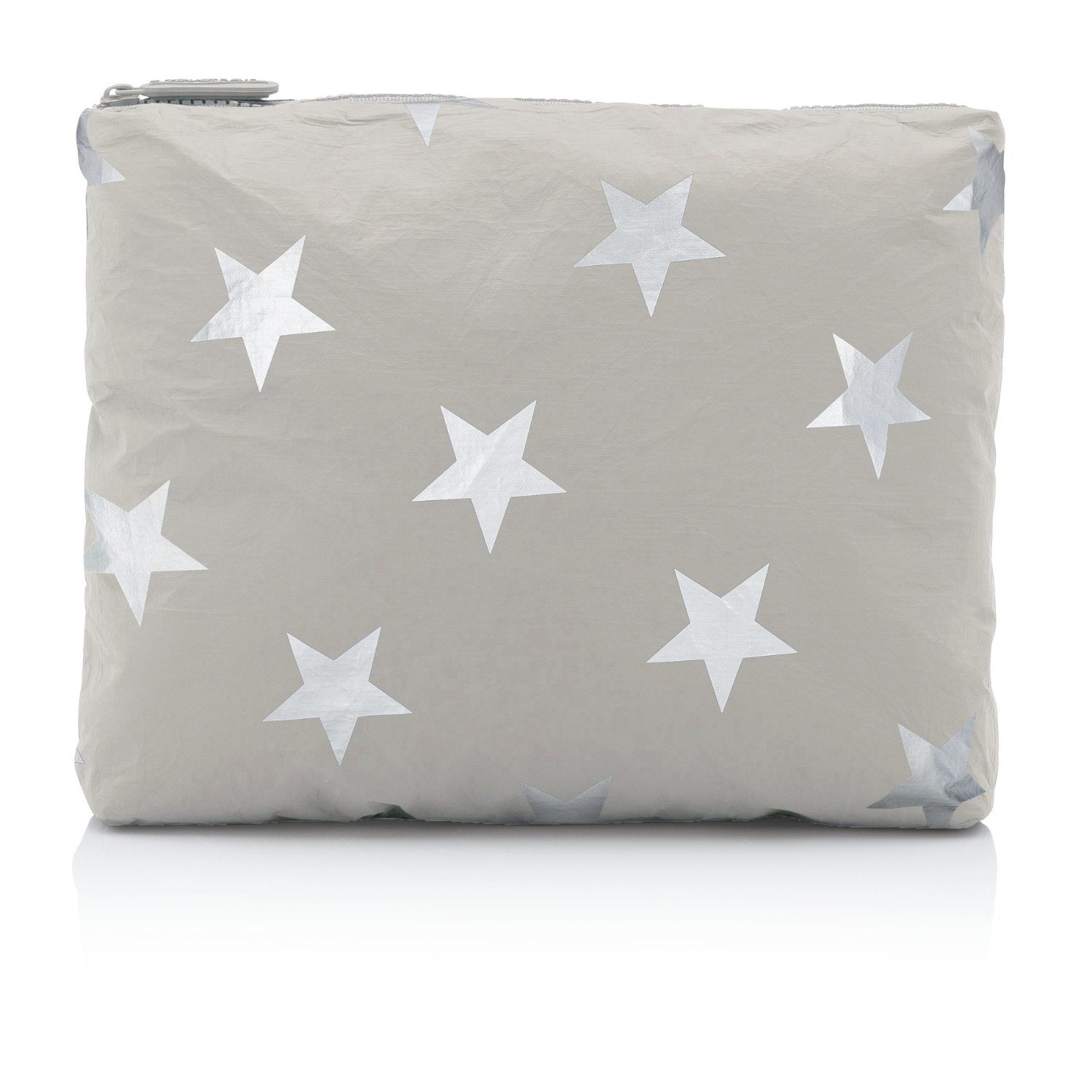 medium zipper pack in earth gray with silver stars
