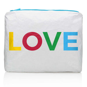 Medium Zipper Pack in White with Rainbow "LOVE"