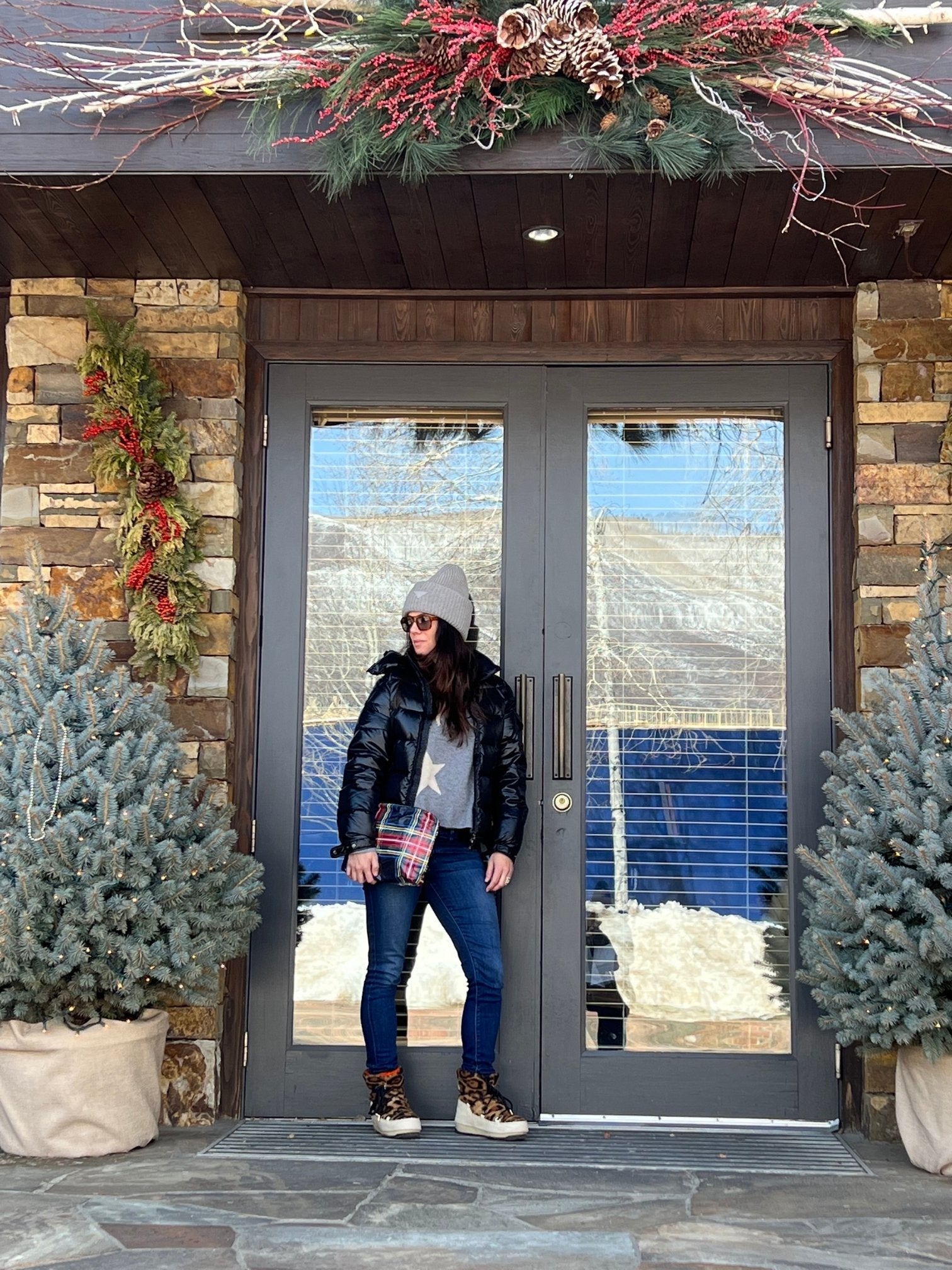 Red and black plaid medium pouch, great gift for the holiday season