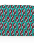 nautical medium zipper pouch in turquoise with red and white knots