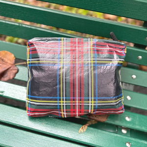 Versatile red and black plaid pouch, cute accessory for the holidays